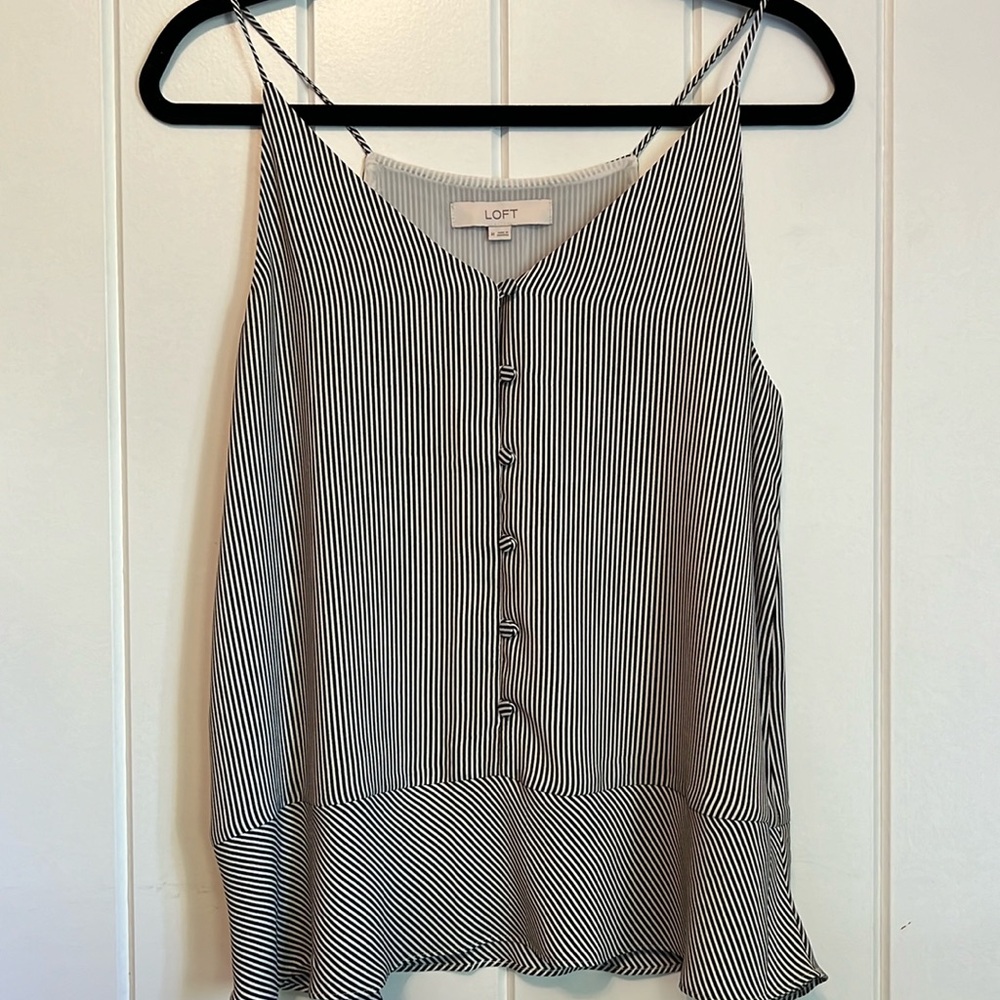 LOFT tank top.  Black & white striped with buttons.
